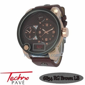 Rose All Brown Leather Dual Time Zone Watch