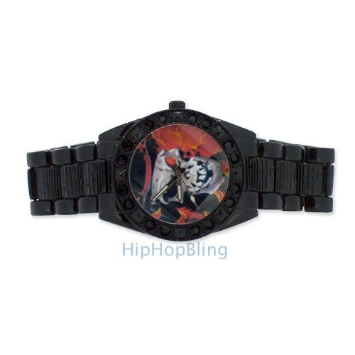 Skull Face Black Hip Hop Watch