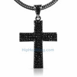 Small Black Bling Bling Cross & Chain