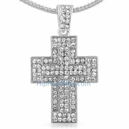 Thick Bling Bling Cross & Chain Small