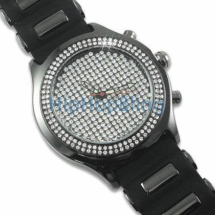 Totally Bling Pave Dial Black Jelly Watch