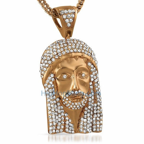 Totally Bling Rose Jesus Piece Pendant