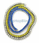 Tri Color Blue Canary White 1 Row Bling Chain