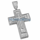 Triple Decker Bling Bling Cross Micro Pave CZ Setting