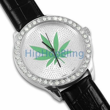 Hip Hop Watch White Leather Band