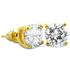Yellow CZ Diamond Square Stud Earrings Gold