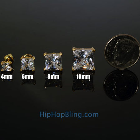 Black CZ Diamond Round Stud Earrings Gold