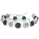 White & Grey Bling Beaded Bracelet White Rope