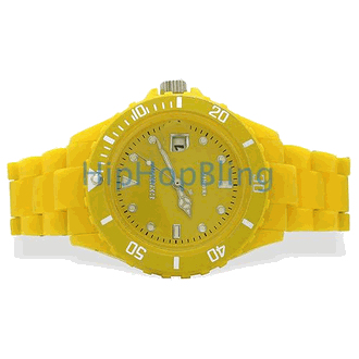 Yellow Plastic Submariner Date Fashion Watch
